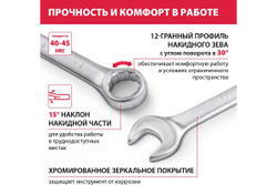 Набор ключей комбинированных, 6 - 32 мм, 25шт., CrV, матовый хром// Matrix