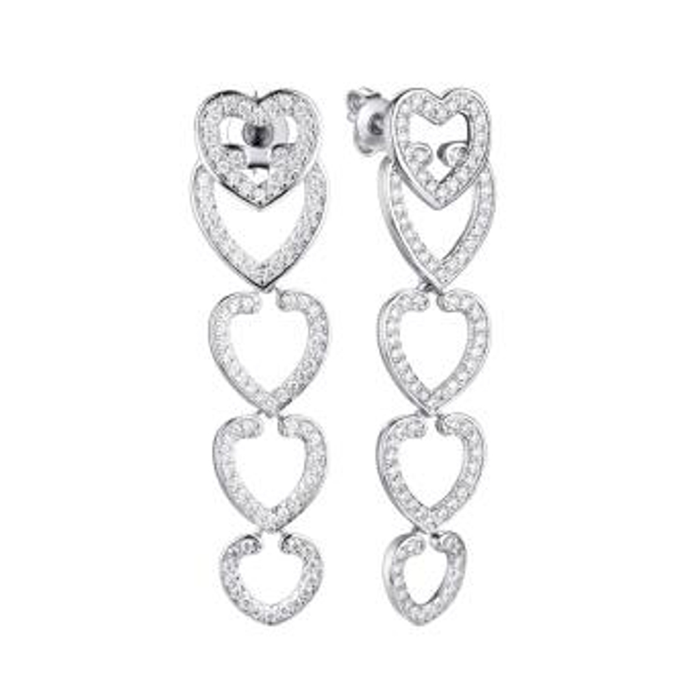 Серьги из серебра с фианитами