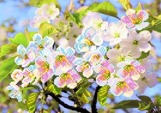 "Ветка вишни"-4080 ткань с нанесенным рисунком