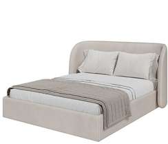 Кровать с подъемным механизмом Classic 160 см (молочный, велюр)