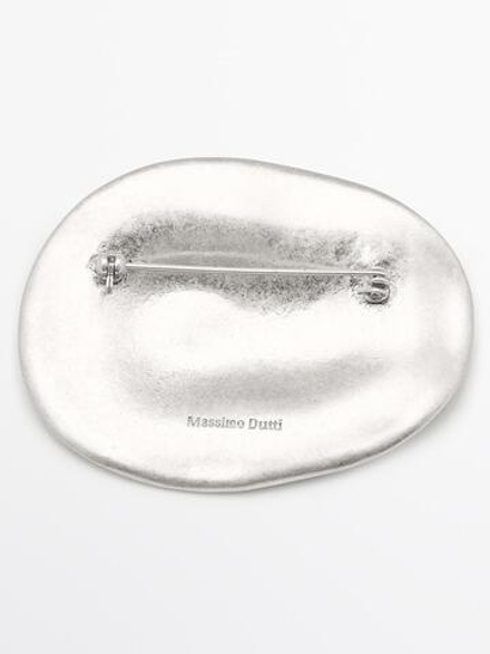 Massimo Dutti Брошь миндалевидной формы, серебряный