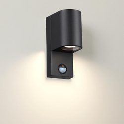 4390/1W HIGHTECH ODL23 000 черный/металл/пвх стойкий к УФ излучению Настенный светильник с датчиком движения IP44 LED GU10 14W MOTTO