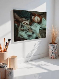 Картина на стену 40 X 50 Эльф и волк