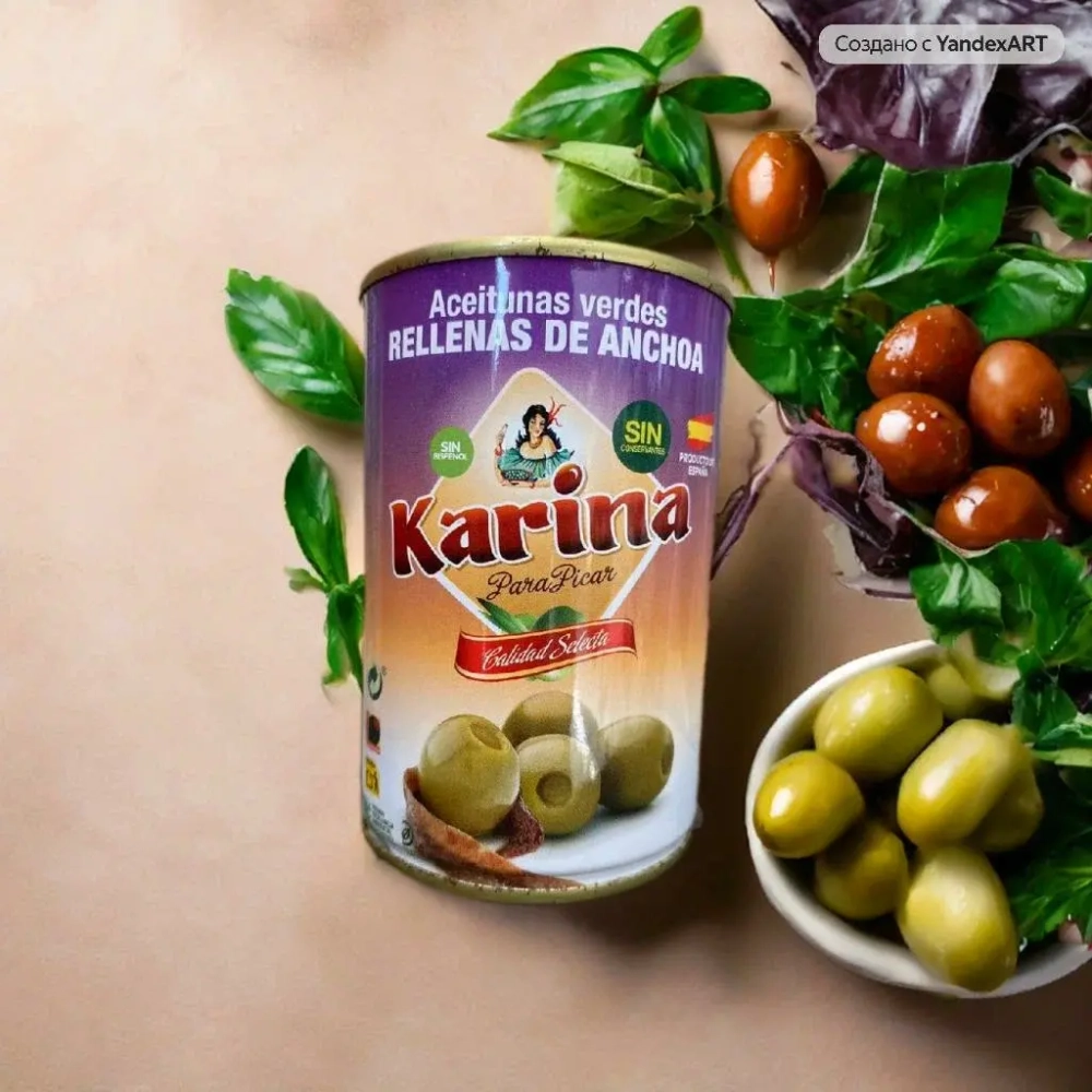 Испанские оливки с анчоусом, 120 гр. KARINA