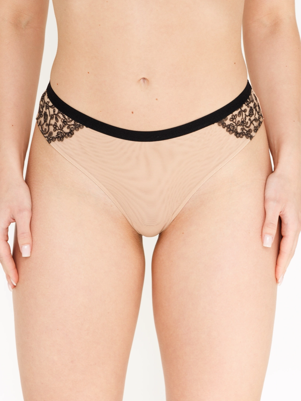 Трусы Zebra бразилиана (черный/скин)