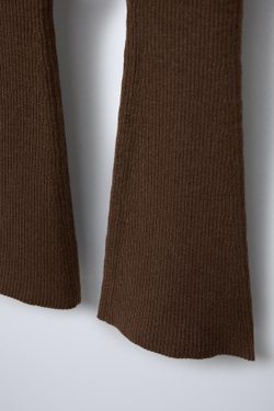 ZARA БРЮКИ FLARE В РУБЧИК, КОРИЧНЕВЫЙ