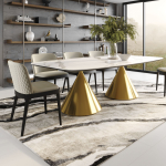 Стол овальный AXIS 230, керамика матовая, белая / опора золото