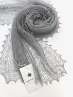 Оренбургский пуховый палантин с шелком АШ12040-03 серый