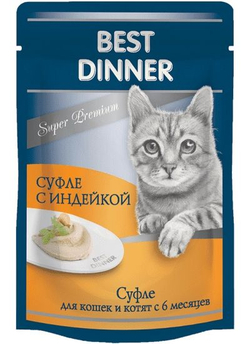 Влажный корм Best Dinner Super Premium для кошек, Суфле c индейкой, пауч 85г