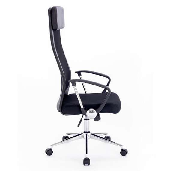 Кресло офисное BRABIX &quot;Flight R EX-541&quot;, хром, ткань TW, сетка, черное, 532517