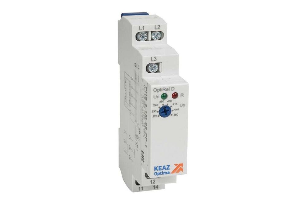 Реле контроля фаз OptiRel D PHS-3-1M-08-PP-2 без настр повышенного/пониженного асимметрии 3Ф 2СО КЭАЗ