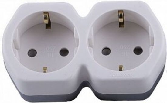 Сетевой разветвитель FERON 2 гнезда 16 А с/з белый/серый