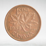 Canada, 1 Cent, 1958 – Elizabeth II (First Portrait), VF