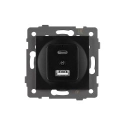 Механизм USB розетки SCT-MUAC-PL-BK-V (5V, 3A, QC4) (Arlight, -) 049838