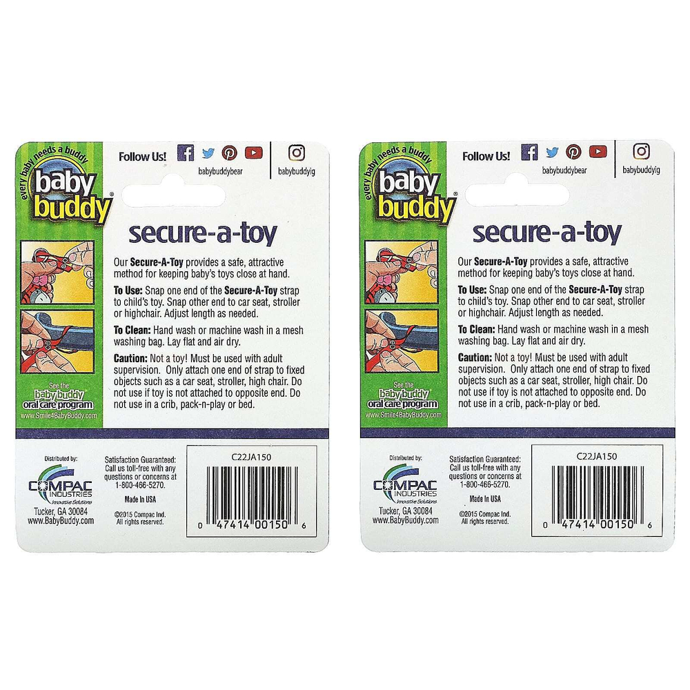 Baby Buddy, Secure-A-Toy, для детей от 4 месяцев, фиолетовый/сиреневый и розовый/серый, 4 полоски