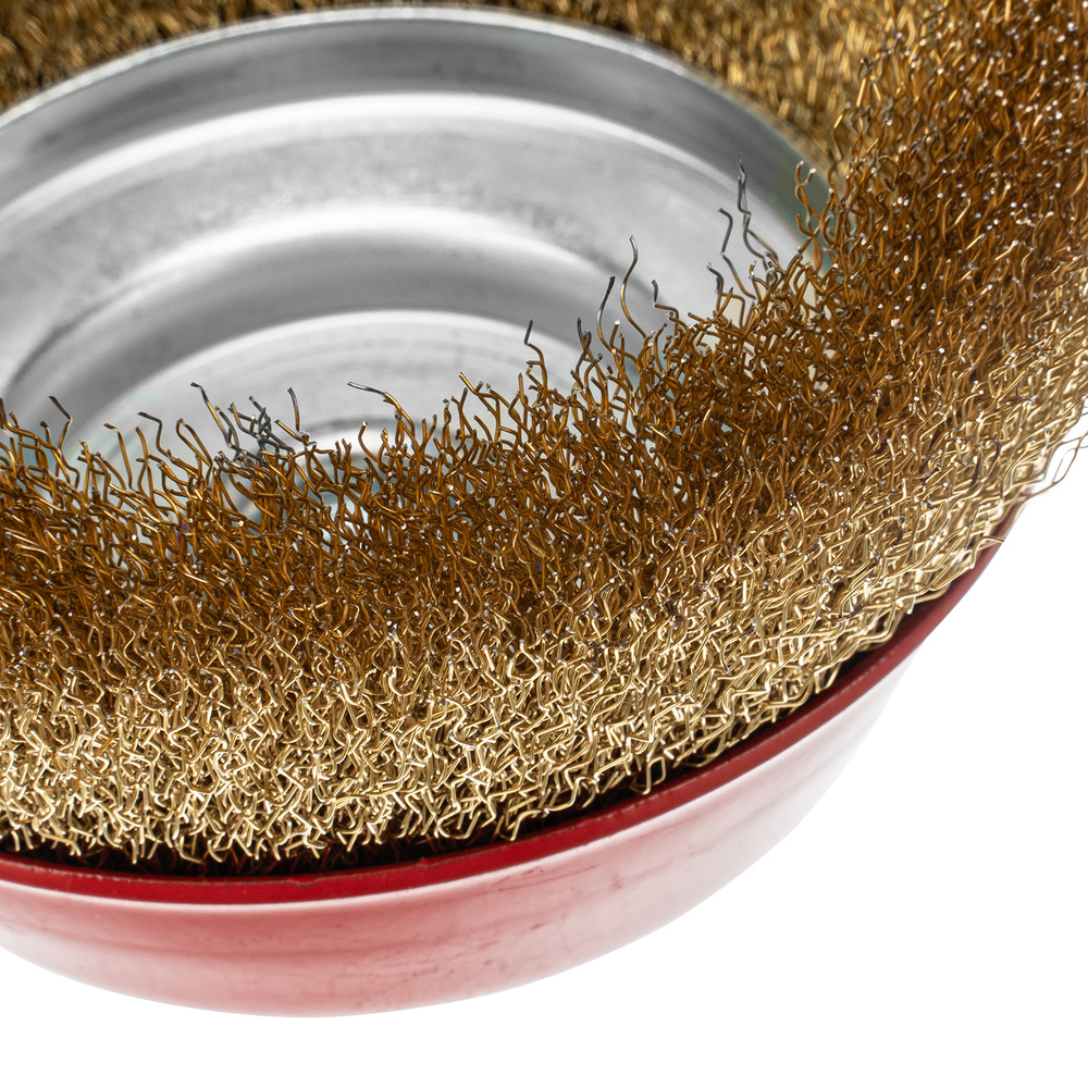 Щетка для УШМ, 150 мм, М14, "чашка", латунированная витая проволока Matrix