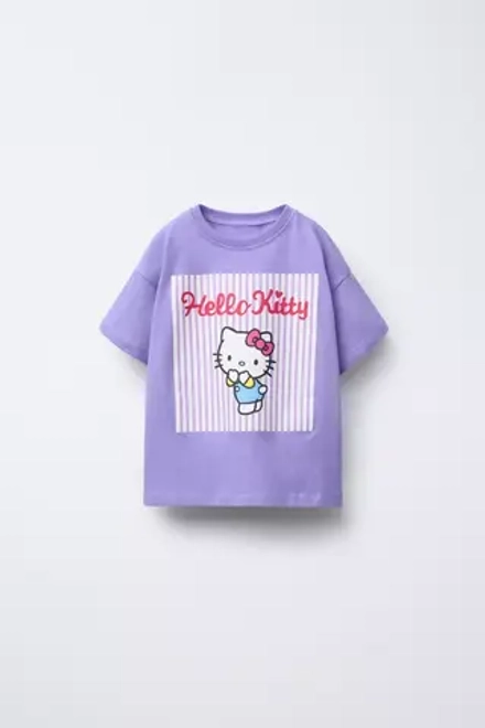 ZARA ФУТБОЛКА В ПОЛОСКУ HELLO KITTY ©, СИРЕНЕВЫЙ
