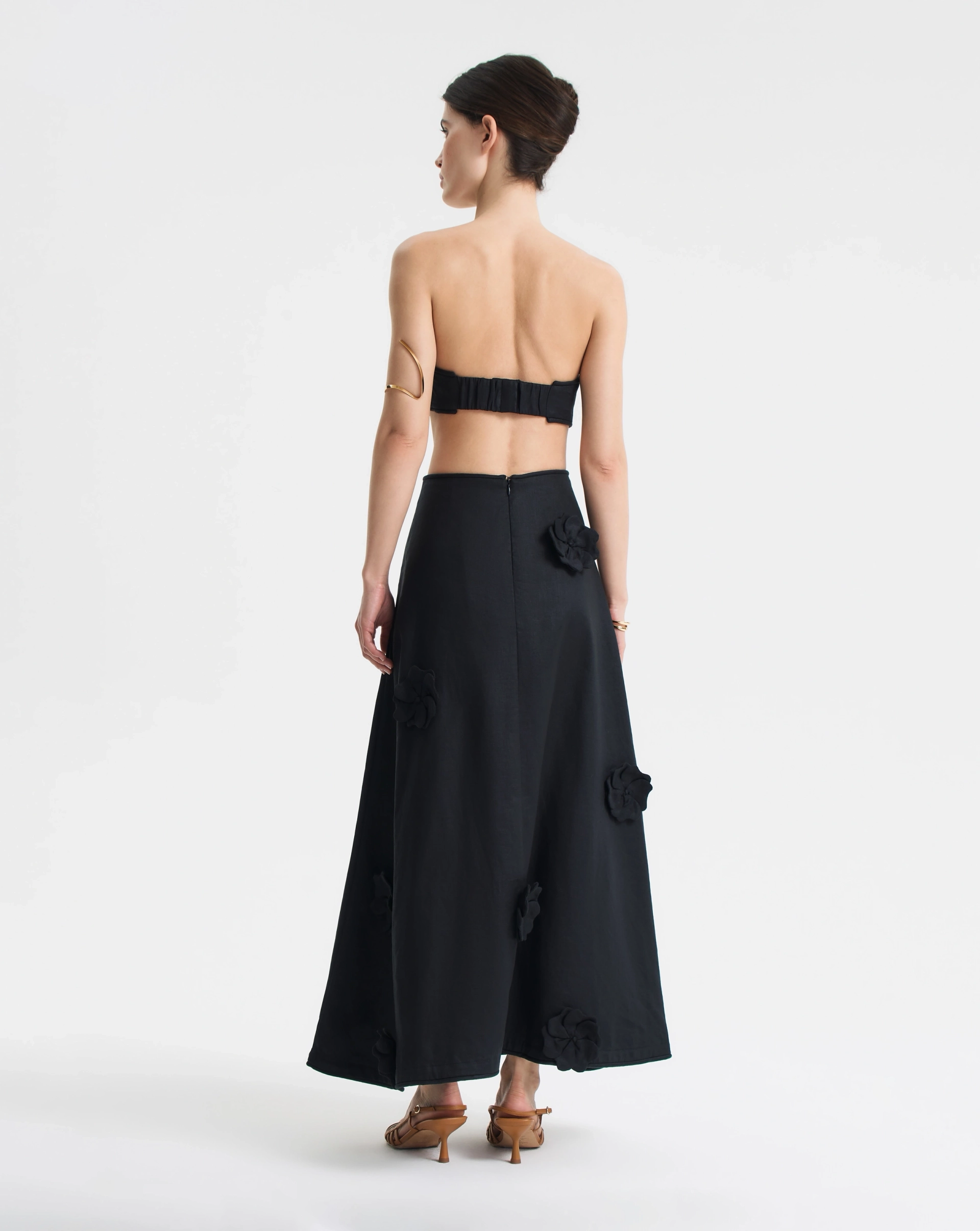 Льняная юбка с цветами