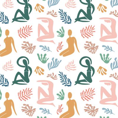 Абстрактные женщины и листья в стиле Матисса