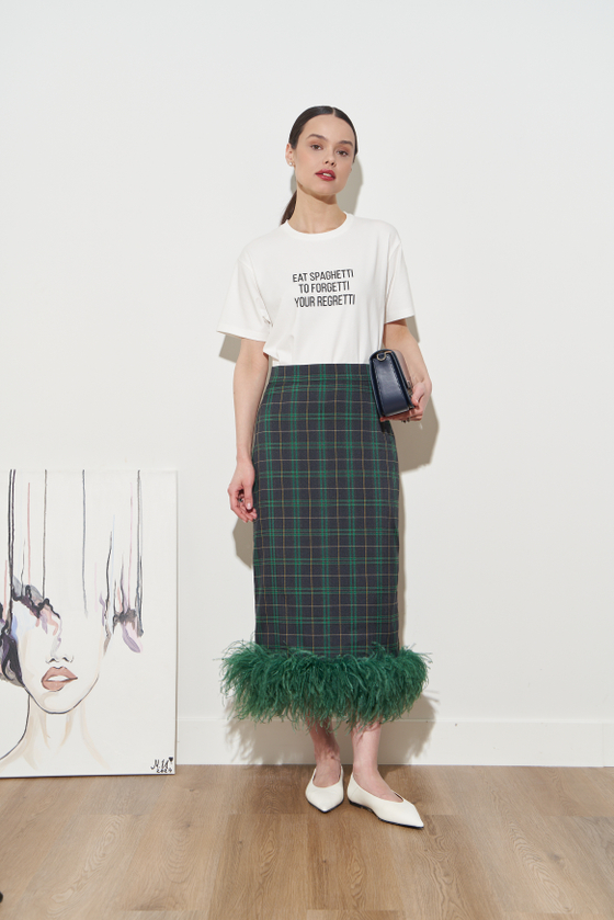 ЮБКА С ПЕРЬЯМИ ТЕМНО-СИНИЙ|ЗЕЛЕНЫЙ|ЗЕЛЕНЫЙ