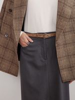 БАЗОВЫЙ ТОНКИЙ РЕМЕНЬ С ТРЕУГОЛЬНОЙ ПРЯЖКОЙ ЗАМША КАПУЧИНО