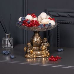 Фруктовница-конфетница Мерси со стеклянной чашей Бронза