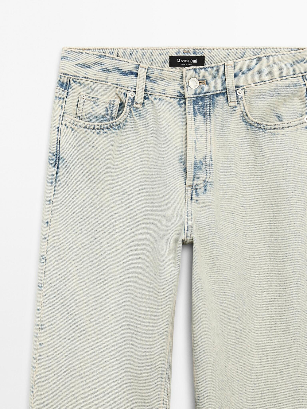 Massimo Dutti Джинсы со средней посадкой и широкими штанинами, светло-голубой