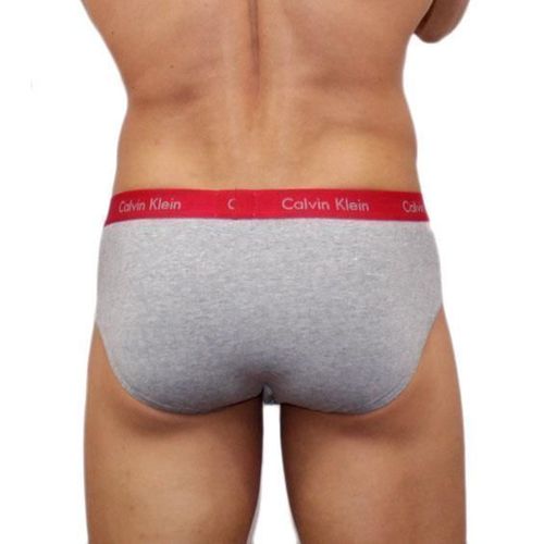 Мужские трусы брифы Calvin Klein Brief серые с красной резинкой CK00465