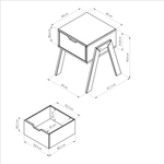 Тумба прикроватная Мунк в спальню и прихожую, с ножками из дуба, с ящиком, белый