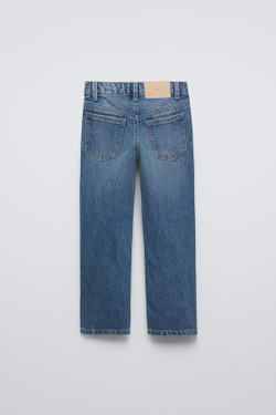 ZARA ДЖИНСЫ STRAIGHT С ПУГОВИЦАМИ, СИНИЙ