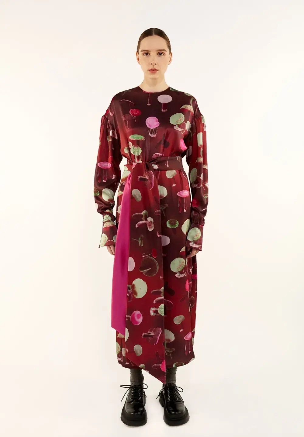 Платье «Грибы», бордовый