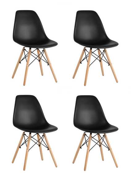 Eames Style DSW черный пластик, стальной каркас, натуральный массив бука