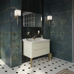 Тумба с раковиной Kerasan Waldorf 925530 Vaniglia matt 100 ваниль с 1 отверстием/заглушка хром