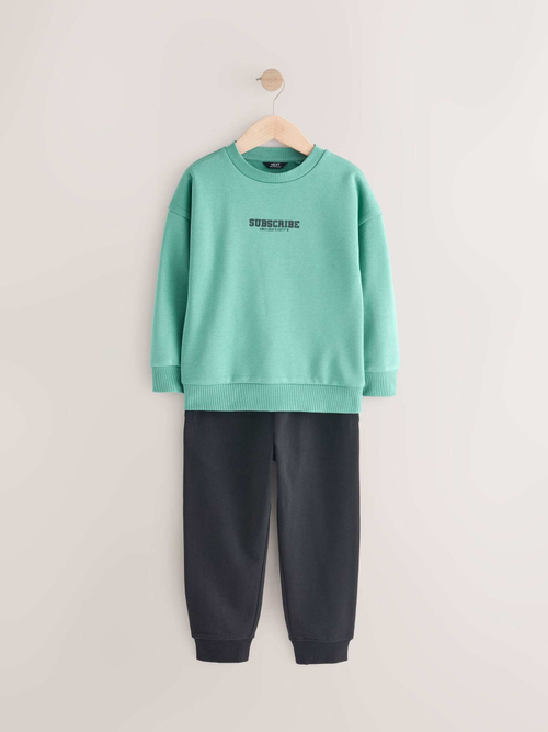 Толстовка и джоггеры в комплекте для мальчика Next E43-665, Мятный, Черный