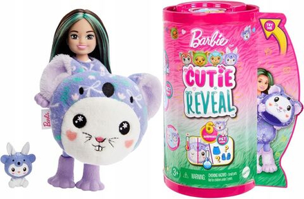 Кукла Mattel Barbie Cutie Reveal Chelsea - Челси в костюме животных - Кукла в костюме кролика-коалы с 6 сюрпризами - Барби HRK31