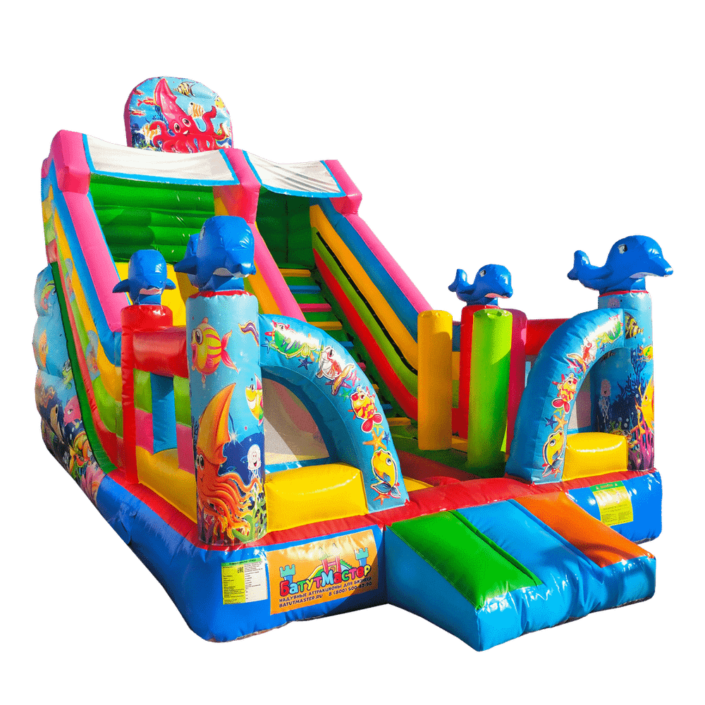 Коммерческий надувной батут-горка «Приключения рыбки» 7*4*5.5 м