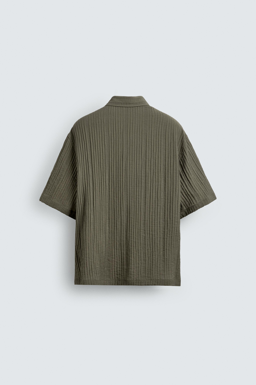ZARA РУБАШКА ИЗ СТРУЯЩЕЙСЯ РЕЛЬЕФНОЙ ТКАНИ, ХАКИ