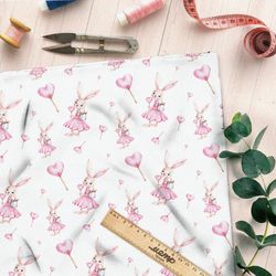 Ткань футер 2-х нитка нежная зайка в платье