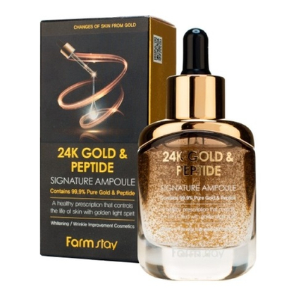 Сыворотка ампульная с золотом и пептидами FarmStay 24K Gold & Peptide Signature Ampoule 35мл