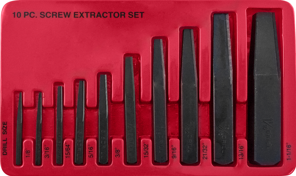 AG010052 Комплект экстракторов "съемник шпилек", квадрат 1/8" - 1-1/16", 10 предметов