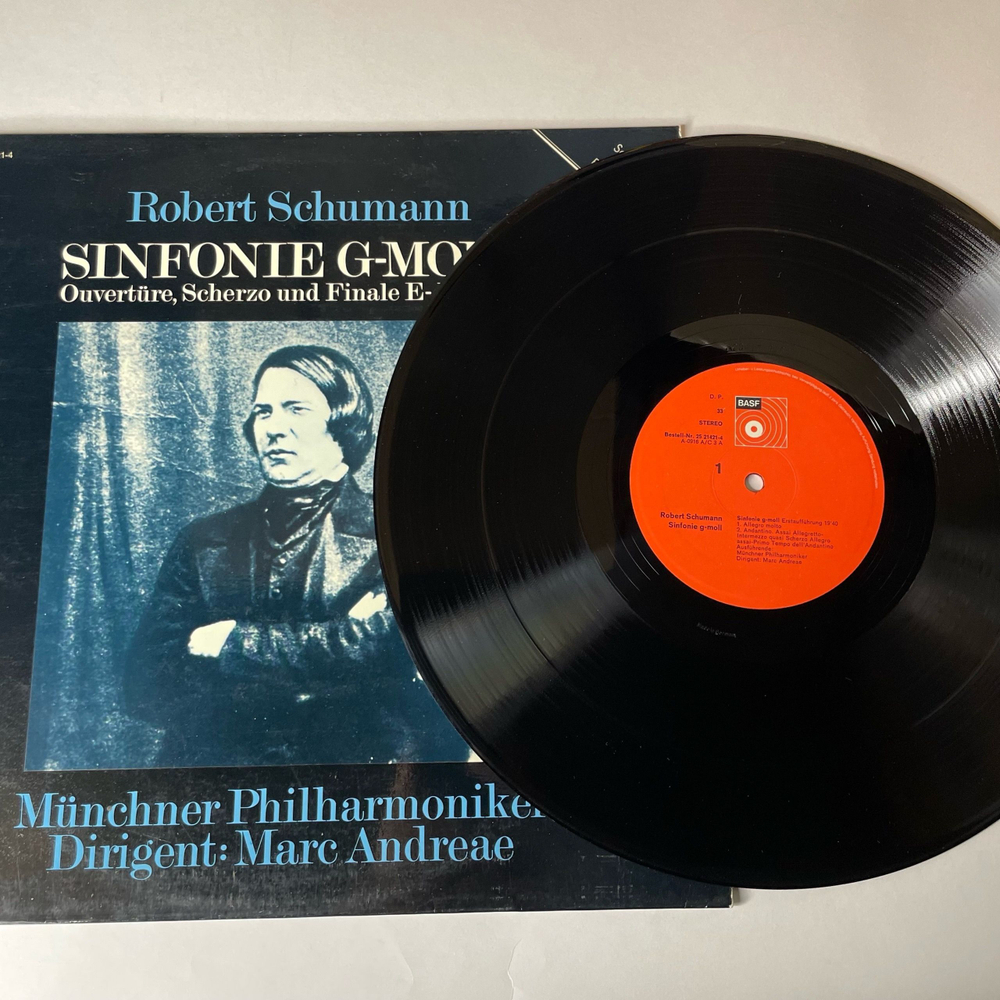 Винтажная виниловая пластинка LP R. Schumann Шуман, Симфония Sinfonie G-moll, Ouverture, Scherzo Und Finale E-dur, Op. 52 (Германия 1973)