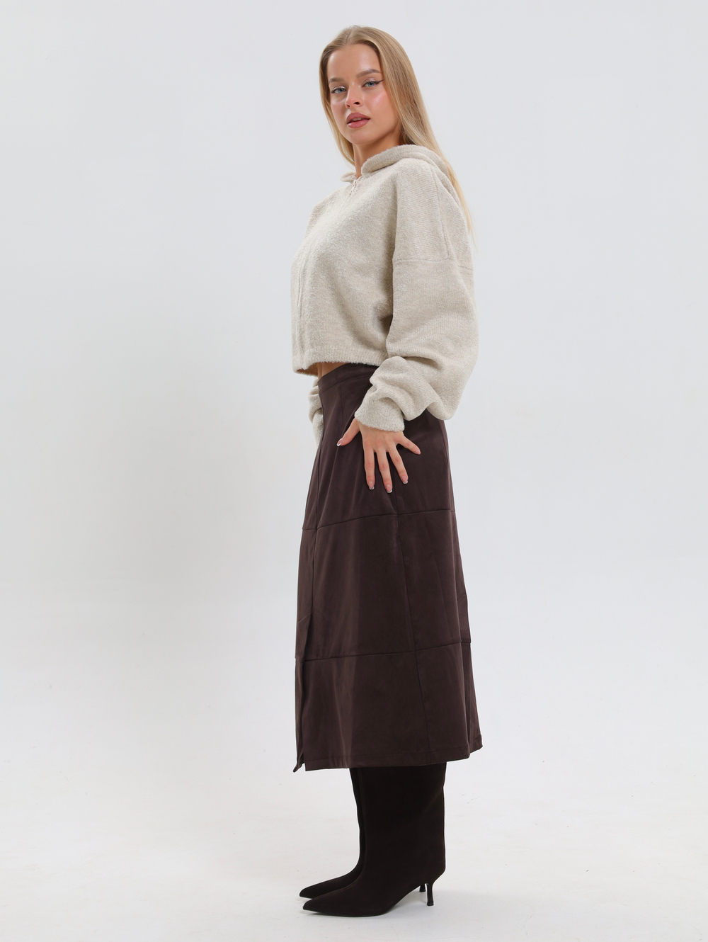 Укороченный худи на молнии с капюшоном