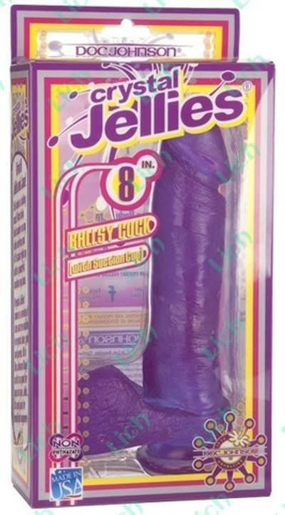 Фиолетовый фаллос на присоске CRYSTAL JELLIES