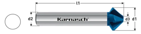 Зенковка Karnasch Ø10,4 мм с покрытием Blue-Tec, 90°, арт. 40.3045-0104