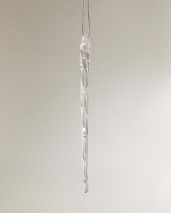 ZARA HOME СТЕКЛЯННОЕ ЕЛОЧНОЕ ИГРУШКА В ФОРМЕ КАПЛИ, ПРОЗРАЧНЫЙ