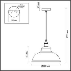 3366/1 PENDANT ODL17 419 темн.серый/бронзовый Подвес E27 60W 220V MIRT