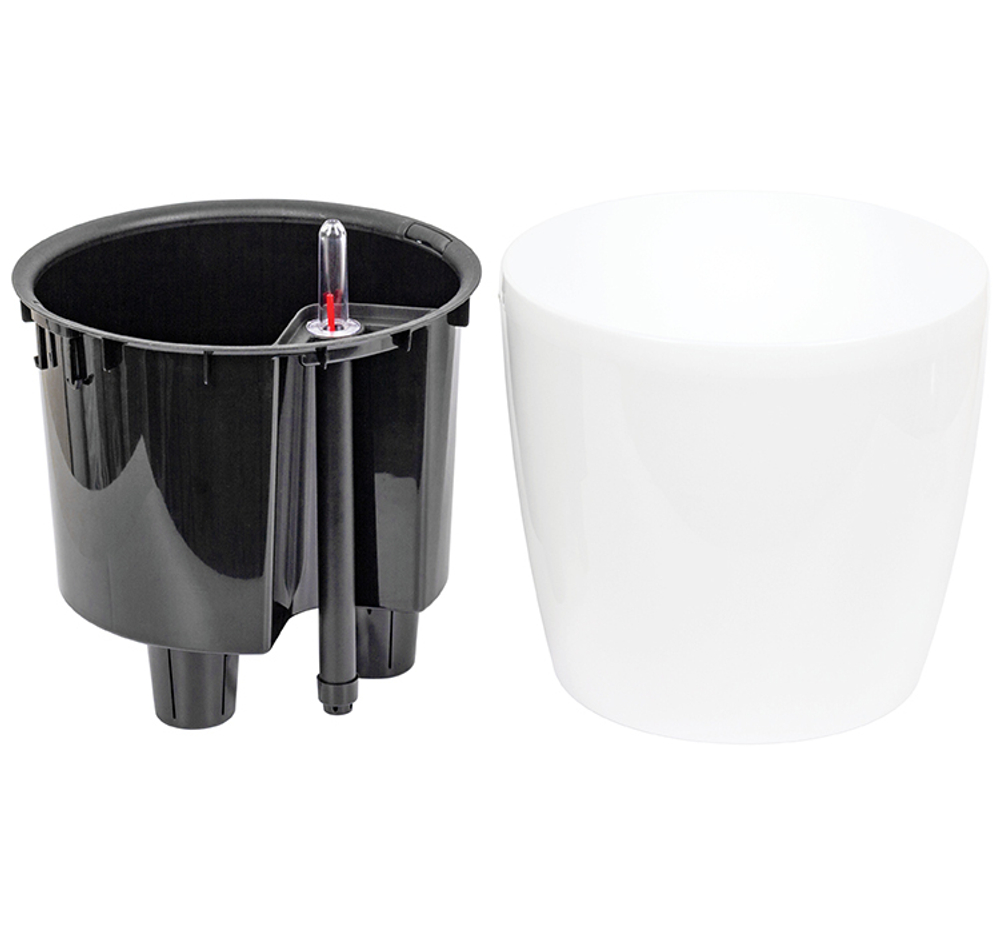 Кашпо АНФА 6,0л D220мм H=200мм вставка V=3,8л и автополив, с индикатором уровня воды