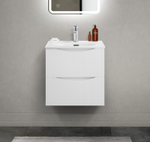 Тумба с раковиной подвесная BelBagno MARINO-CER-MINI-500-2C-SO-BL-P Bianco Lucido, раковина белая BB-8099-3-50