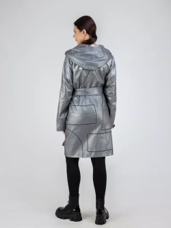 Кожаный плащ на осень с капюшоном