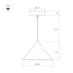 Светильник SP-MAKOTO-R550-14W Warm3000 (WH, 36 deg, 230V, TRIAC) (Arlight, IP20 Металл, 3 года) 054410
